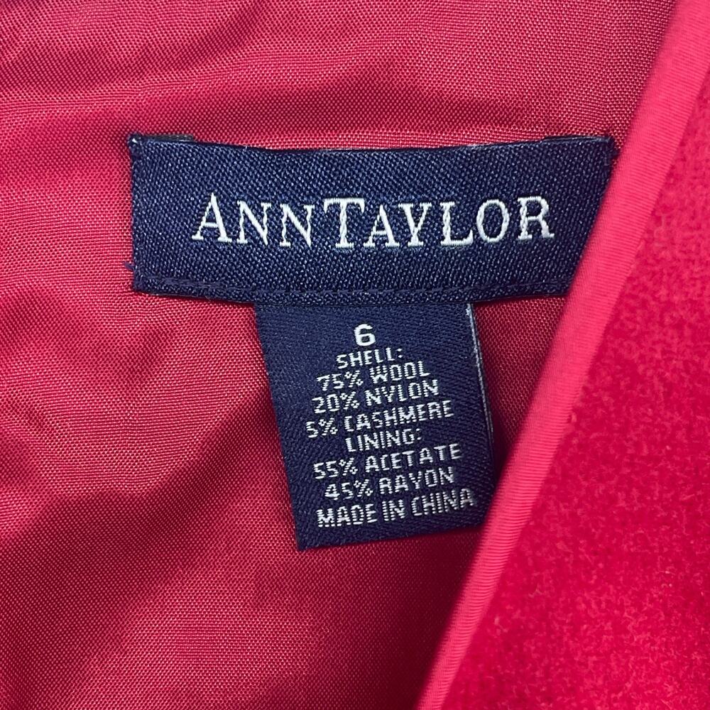 ANN TAYLOR Dress 6 Wool Blend Sleeveless Sheath Round Neck Knee Length Red Vtg - Picture 5 of 10